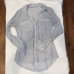 Black and white checkered express portofino blouse